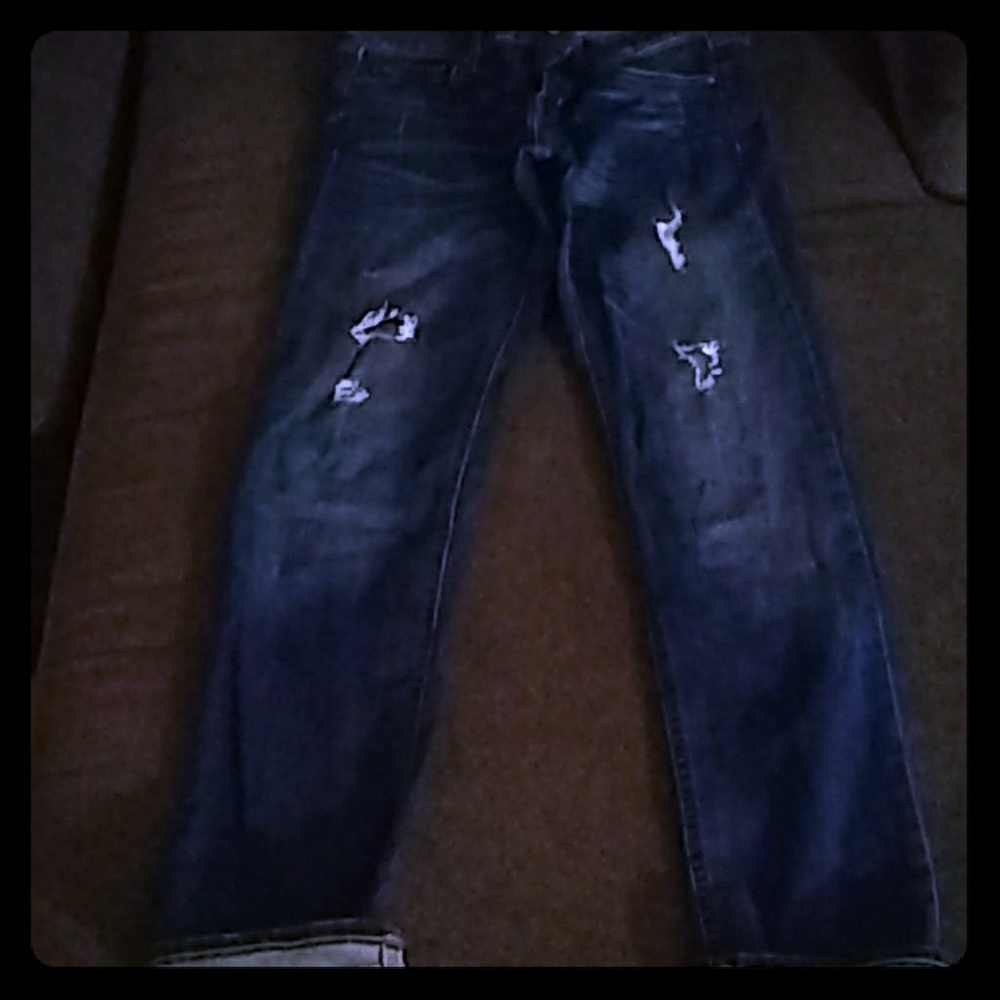 Medium-Wash Destructed Denim